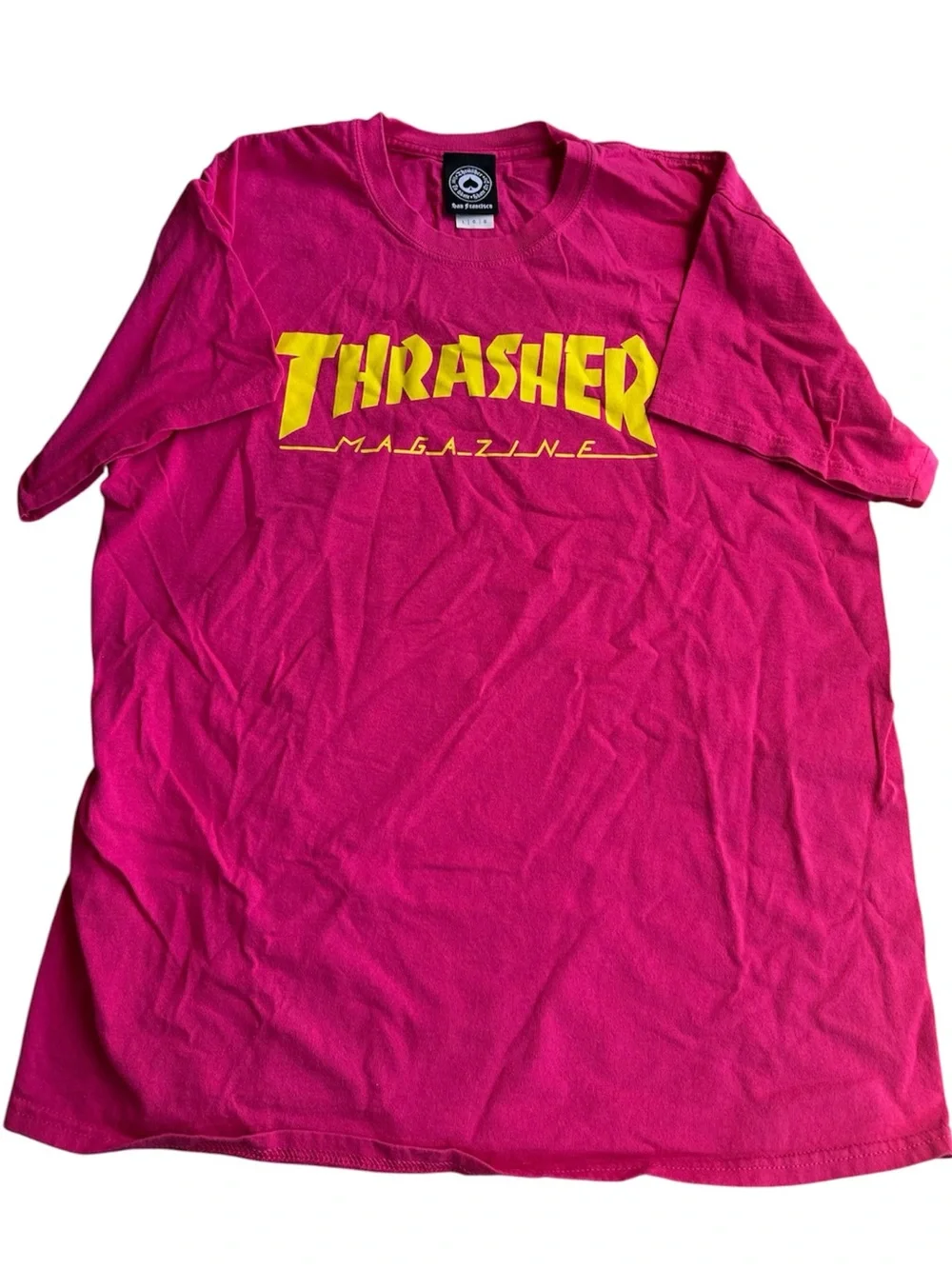 Thrasher Hot Pink Short Sleeve Tee with Yellow Logo - Thrasher - Picture 5 of 6